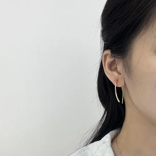 Vista 15 de Threader Earrings 925 Sterling Silver Pull Through Hoops Drop Dangle Minimal Everyday Earrings