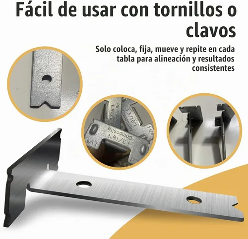Vista 4 de Herramienta de separación y fijación de cubiertas de acero, paquete de 2 para uso con tablas de cubierta de 5-1/2 pulgadas, funciona para madera