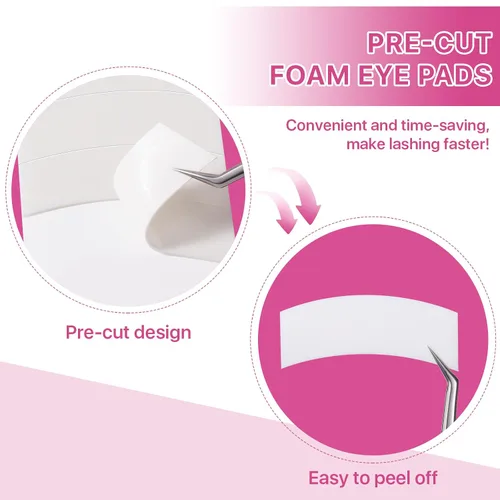 Vista 3 de Pretty memory 110 almohadillas de ojos para extensiones de pestañas, cinta de espuma precortada para extensiones de pestañas, almohadillas