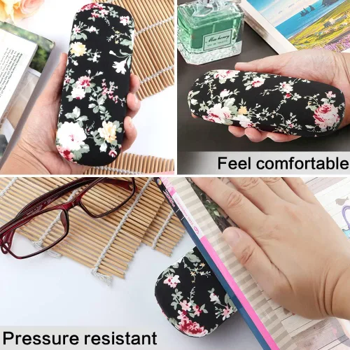 Vista 6 de Estuche rígido para gafas para mujer, diseño floral, retro, estuche portátil