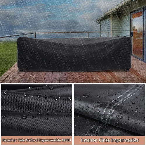 Vista 5 de Mrrihand Funda para Juego de Muebles de Patio Impermeable, Funda para Juego de Sofá Seccional de Exterior de Servicio Pesado 600D Funda para Juego