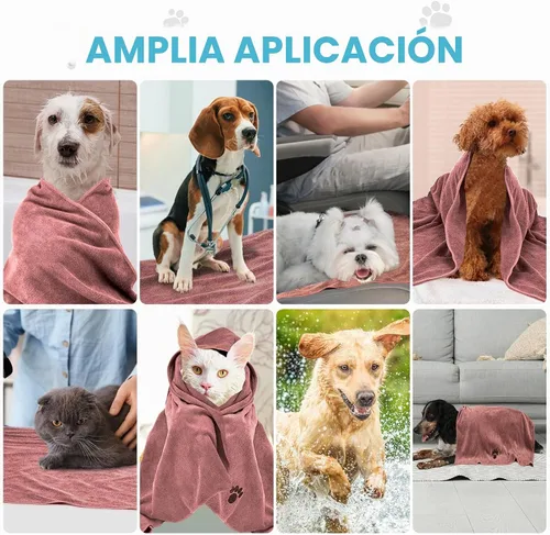 Vista 7 de Paquete de 2 toallas de microfibra para perros, suministros perfectos para Marrón