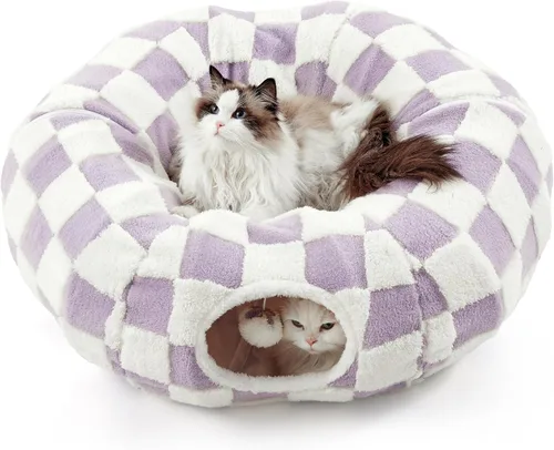 Vista 15 de Lesure Donut - Linda cama de túnel para gatos jacquard, grande, juguetes Arco Rosa Taffy