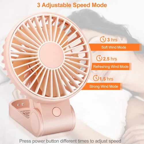Vista 4 de TriPole Mini ventilador de mano USB, ventilador portátil recargable con pilas, ventilador de escritorio plegable de 3 velocidades, ventilador