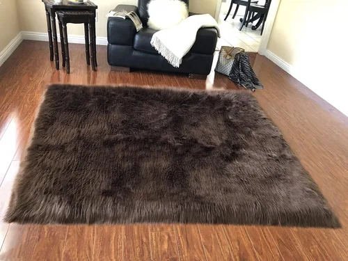 Vista 14 de LAMBZY Alfombra rectangular de piel de oveja sintética, súper suave, hipoalergénica, de felpa, lujosa alfombra de felpa sedosa para dormitorios