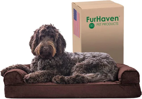 Vista 21 de Furhaven Cama para perro de espuma viscoelástica para perros medianos y pequeños con cojines extraíbles y funda lavable, para perros de hasta 35