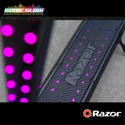 Vista 6 de Razor Sonic Glow Scooter eléctrico negro con luces LED y altavoz inalámbrico Bluetooth, (13112110)