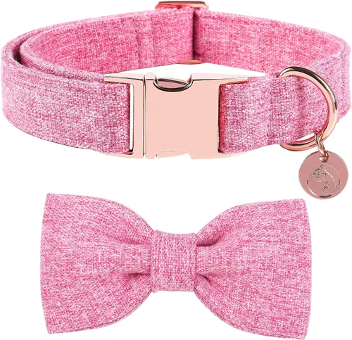 Vista 12 de DOGWONG Collar de algodón de cáñamo para perro con lazo, collar verde para mascotas, duradero, ajustable, collar para cachorros para perros