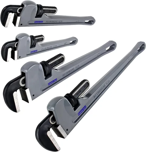 Vista 8 de Llave de tubo de aluminio de 10 pulgadas, 1-5/8"/41mm de abertura de mordaza Cr-Mo ajustable, llaves de fontanería de mango recto resistente