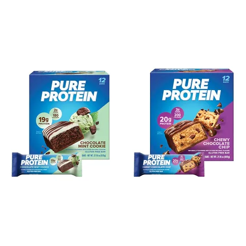 Vista 7 de Pure Protein - Barras de proteína masticable con chispas de chocolate, 0.71 oz de proteína, 36 unidades 0.11 oz de azúcar, 190 calorías, aperitivo