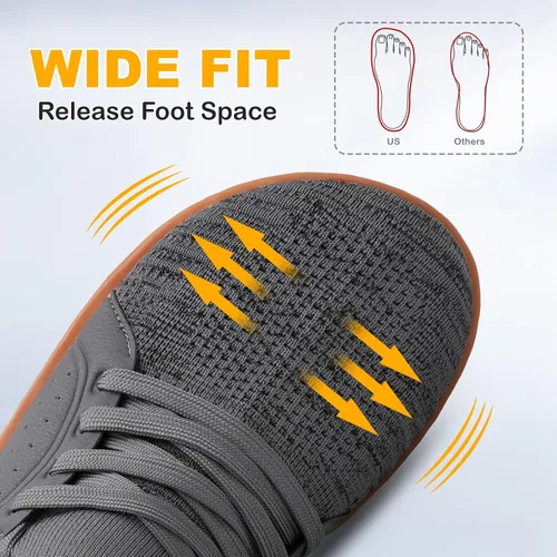 Vista 2 de LeIsfIt Zapatos para caminar para mujer, con puntera ancha, minimalistas, sin caída, transpirables, a la moda