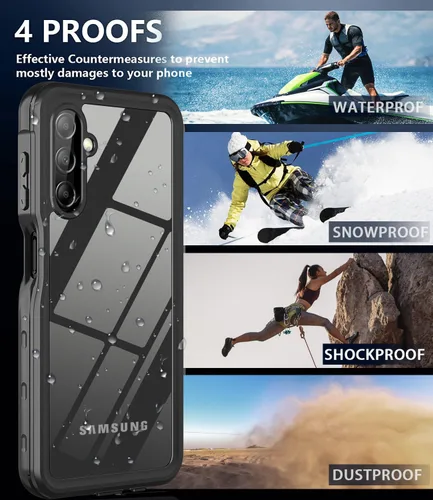 Vista 7 de Funda impermeable para Samsung Galaxy A14 5G, protector de pantalla integrado, cuerpo completo de 360°, resistente a prueba de golpes, a prueba