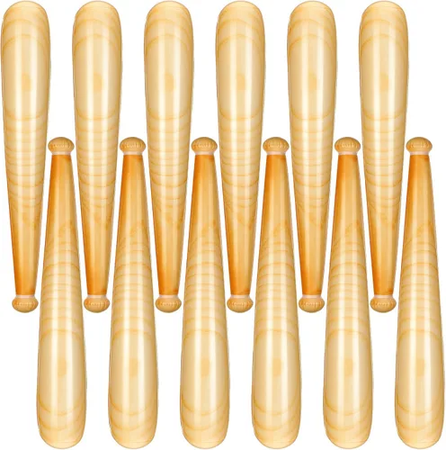 Vista 8 de Sotiff Bate de béisbol inflable para niños, 12 unidades, de 29.5 pulgadas, con temática deportiva, color marrón, para fiestas deportivas, regalos