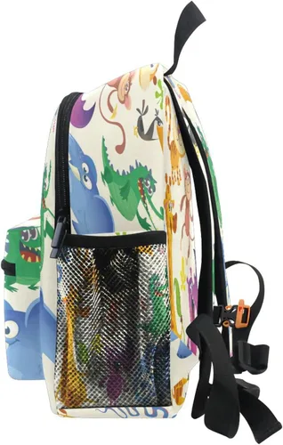 Vista 4 de Mochila infantil para niños y niñas de 3 a 6 años, diseño de cocodrilo, cocodrilo, jirafa, mono, elefante, serpiente, mochila infantil para niños