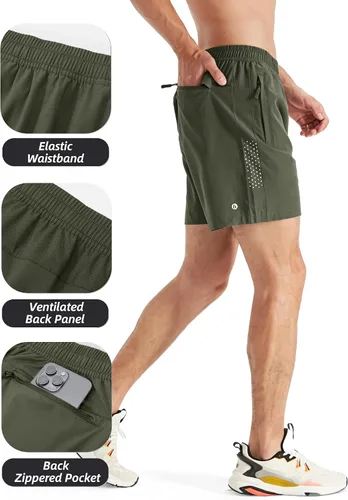 Vista 4 de Pantalones cortos deportivos para hombre, pantalones cortos de entrenamiento para correr, tenis, gimnasio, 5, 7, 9 pulgadas, cómodos, ligeros, 3