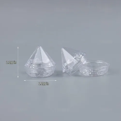 Vista 4 de AUEAR, Paquete de 25 recipientes geométricos de corte transparente con forma de diamante, con tapas para maquillaje de cuentas, 0.2 fl oz