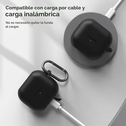 Vista 4 de AhaStyle Funda de silicona para Samsung Galaxy Buds 3 FE (2025) / Galaxy Buds3 Pro y Galaxy Buds 3 (2024) Funda protectora completa a prueba de Negro
