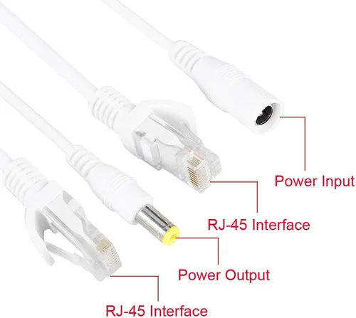 Vista 9 de 10 pares de cámaras de red Poe Rj45 cable, adaptador de alimentación a través de Ethernet inyector + divisor CC 12 V.