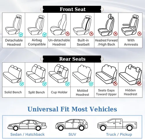 Vista 8 de Coverado Fundas de Asientos Delanteros, Funda de Asiento de Cuero Sintético de Lujo Impermeable, Protector de Asiento de Coche Beige, Funda