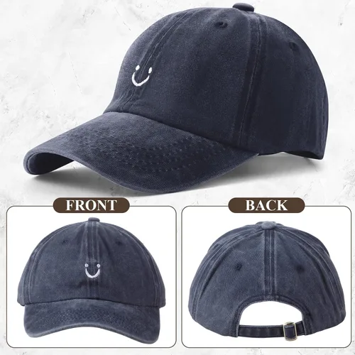Vista 3 de Gorra de béisbol unisex de algodón vintage de perfil bajo sin estructura, gorra de béisbol desgastada lavada y ajustable para papá