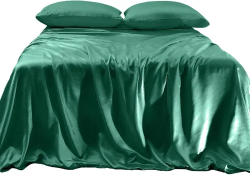 Vista 21 de Elegant Comfort Lujoso juego de sábanas de satén sedoso de 4 piezas, agradable para la piel y el cabello, resistente a las arrugas, la decoloración