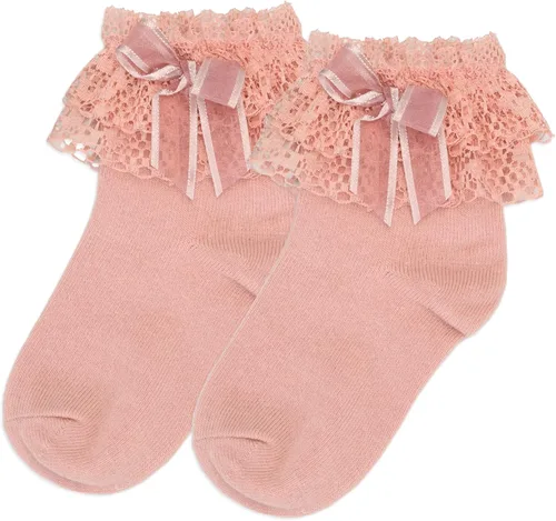 Vista 5 de Calcetines con volantes para niñas pequeñas, calcetines de encaje con lazo, 6 pares