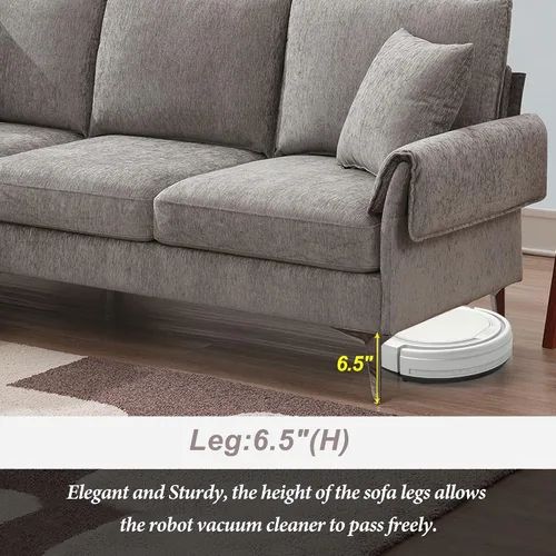 Vista 6 de Sofá modular convertible moderno, sofá modular de felpilla de 84 pulgadas en forma de L con diván reversible para sala de estar, apartamento