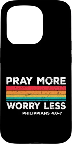 Vista 14 de iPhone 16 Faith Christians God Jesus Pray more worry less Case