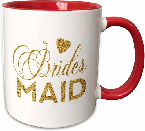 Vista 8 de 3dRose Dama de honor en oro digital falso con un corazón taza de cerámica, 11 oz, negro/blanco