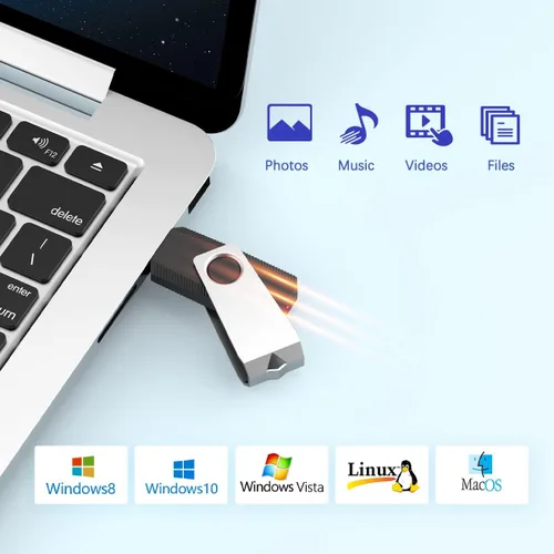 Vista 6 de RAOYI Unidad flash USB 2.0 de 8 GB giratoria de metal Memory Stick Pulgar Drive para almacenamiento de datos (negro)