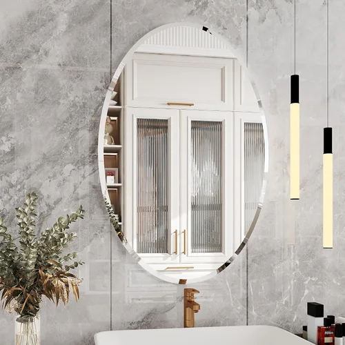 Vista 8 de AUYHM Espejo ovalado, espejo de baño pequeño de 20 x 28 pulgadas, espejos de baño, espejo negro para baño, espejos ovalados para baño, espejo