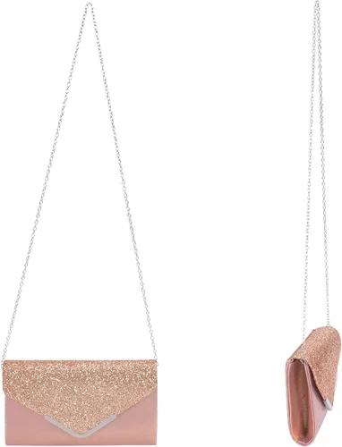 Vista 7 de DIGOGO Bolso de noche con solapa de lentejuelas en forma de sobre bolso cruzado de cadena para boda fiesta baile de graduación