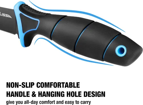 Vista 4 de FLISSA Juego de cuchillos de filete, cuchillo deshuesador y cuchillos de cebo con afilador, funda protectora, clip para cinturón, mango