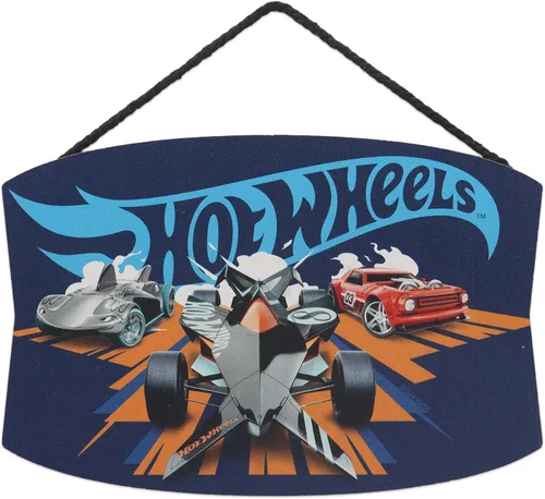 Vista 8 de Mattel Hot Wheels - Cartel de metal colgante para pista de carreras de acción, divertida decoración de pared de Hot Wheels para dormitorio de niños