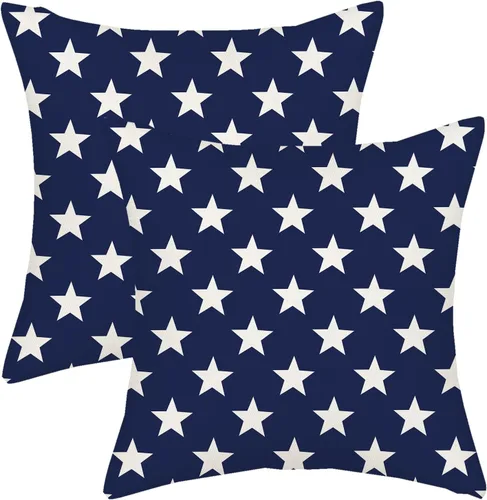 Vista 34 de Juego de 2 fundas de almohada para el 4 de julio, 16 x 16 pulgadas, Día de la Independencia, Día de los Caídos, decoración al aire libre, almohadas