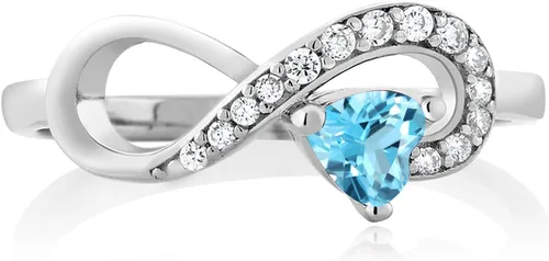 Vista 3 de Gem Stone King Anillo infinito de plata de ley 925 con piedra natal Forma de corazón de 0.157 in Anillo de compromiso de boda para mujer