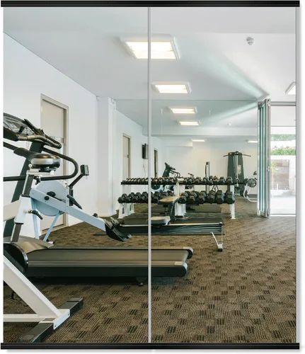 Vista 10 de Delma Espejo de gimnasio en casa, 48 x 24 x 2 unidades, vidrio templado grande de cuerpo completo, sin marco, montado en la pared para gimnasio