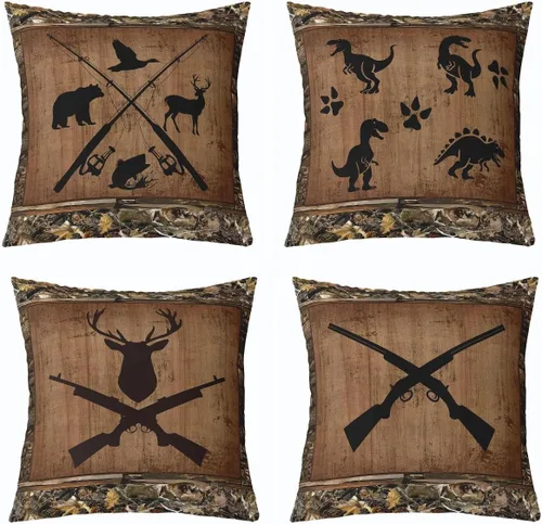 Vista 43 de Feelyou Fundas de Almohada Decorativas de León 16"x16" Juego de 4 Funda de Cojín Suave de Tigre Decoración de Lobo Funda de Almohada de Leopardo