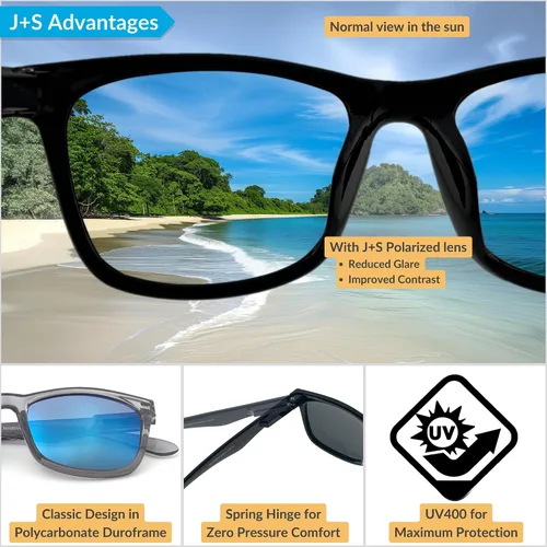 Vista 3 de J+S Mission Mark II Rectangle Polarized Sunglasses for Men Spring Hinge Frame Polarized 100% UV 400 Medium-Small Fit