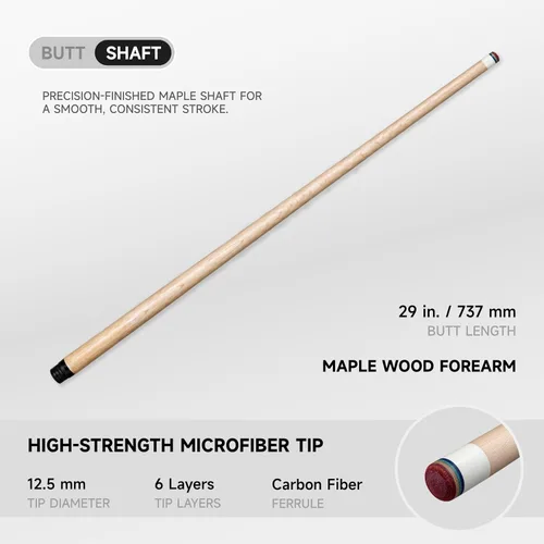 Vista 4 de Inlay Split Maple Pool Cue, Professional 9-Ball Billiard Cue Stick for Training & Competition(Green，19oz)
