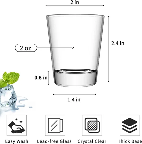 Vista 2 de SuproBarware Juego de 36 vasos de chupito de base pesada a granel de 2 onzas/2.0 fl oz redondos para espresso, whisky, licores y tequila