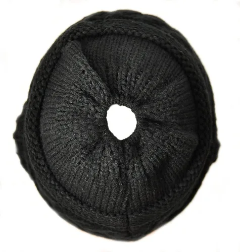 Vista 6 de ZOORON Gorro de cola de caballo para mujer, gorro de invierno de punto trenzado, cálido y desordenado
