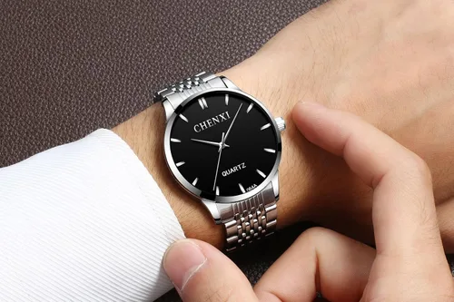 Vista 3 de MASTOP Relojes de cuarzo de moda para hombre, reloj de pulsera clásico de lujo con correa de acero inoxidable