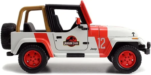 Vista 2 de Jada Jurassic World 1:24 1992 Jeep Wrangler Jurassic World - Auto fundido a presión, juguetes para niños y adultos