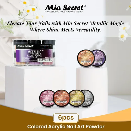Vista 2 de Mia Secret - Colección de polvo acrílico para uñas, polímero Marry ME, 6 piezas