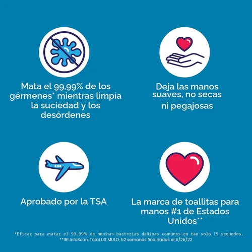 Vista 2 de Wet Ones Toallitas de mano antibacterianas, aroma fresco, el embalaje puede variar, blanco, 40 unidades Hand sanitizer wipes, Click-top canister