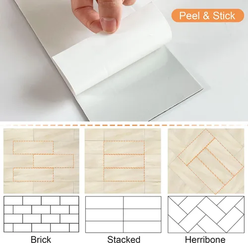 Vista 5 de VAOVI Azulejos de cocina para salpicaduras de despegar y pegar, calcomanías de pared de baño, azulejos de mármol para salpicaduras individuales