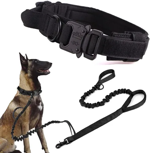 Vista 38 de Collar táctico para perro, ajustable, militar, de nailon, con asa de control y hebilla de metal resistente para perros medianos y grandes (negro, S)