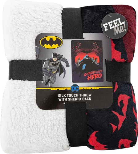 Vista 3 de Northwest DC - Manta Sherpa de Batman Silk Touch, 60 x 80 pulgadas, Gotham City Hero Héroe de la ciudad de Go