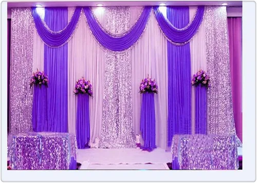 Vista 8 de Cortinas de tela de seda para decoración de escenario de boda, cortinas de fiesta con festón para bodas, cumpleaños, eventos